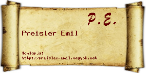 Preisler Emil névjegykártya